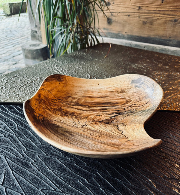 Schale • gestockte Walnuss, ø 32 cm, H 7,5 cm