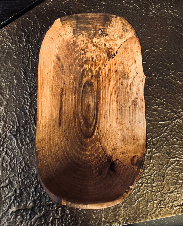 Schale • gestockte Walnuss, ø 32 cm, H 8 cm