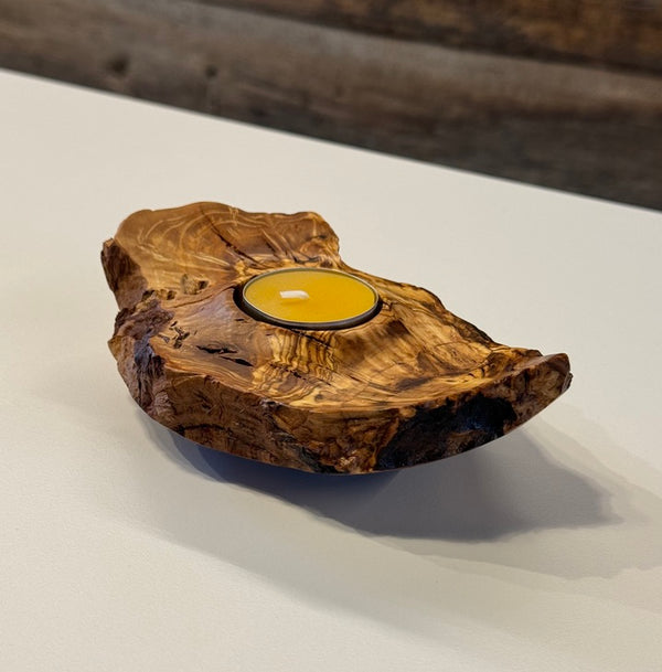 Kerzenständer • Olivenholz, ø 16 cm, H 5 cm
