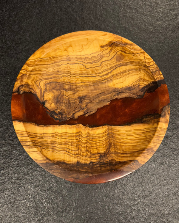 Schale • Olivenholz/Epoxy, ø 21 cm, Höhe 4 cm