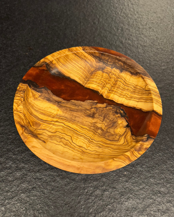 Schale • Olivenholz/Epoxy, ø 21 cm, Höhe 4 cm